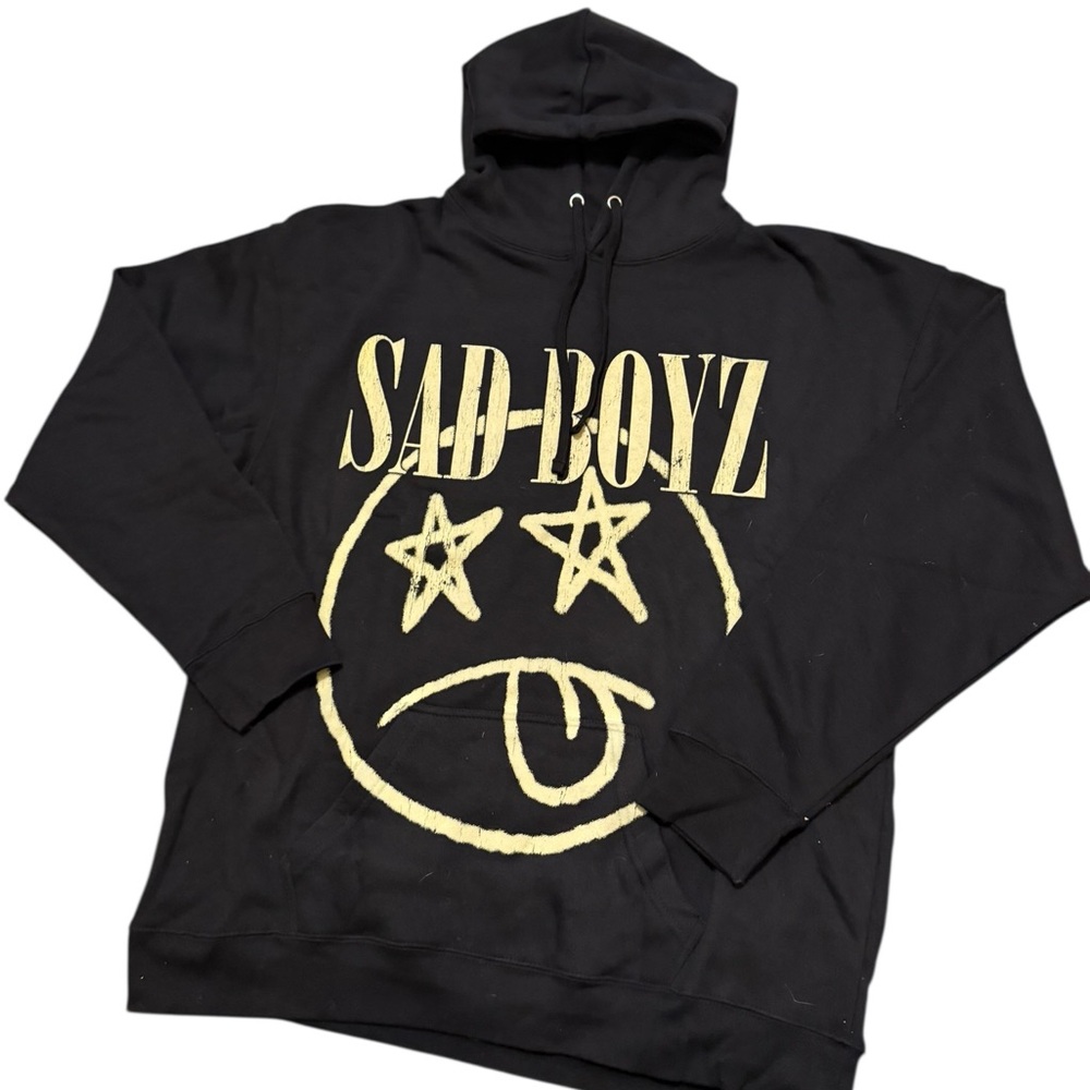 Brand new Sad Boyz Star Eyes Smiley streetwear black hoodie
